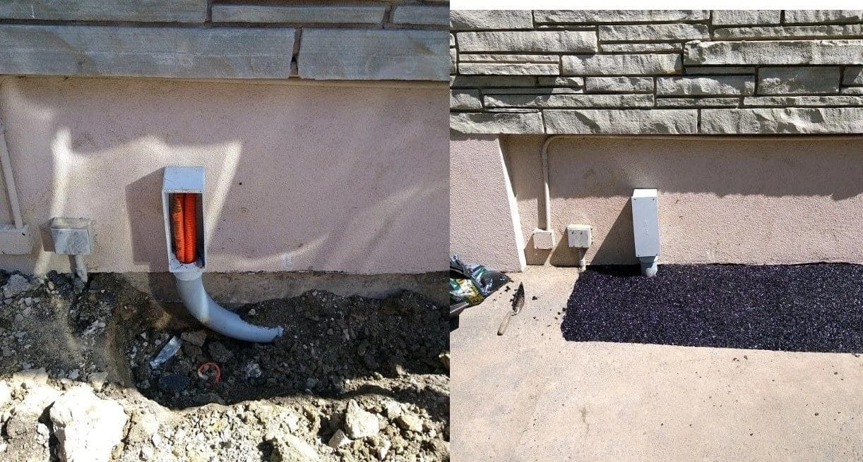 Power conduit stubbed up after boring under a parking lot