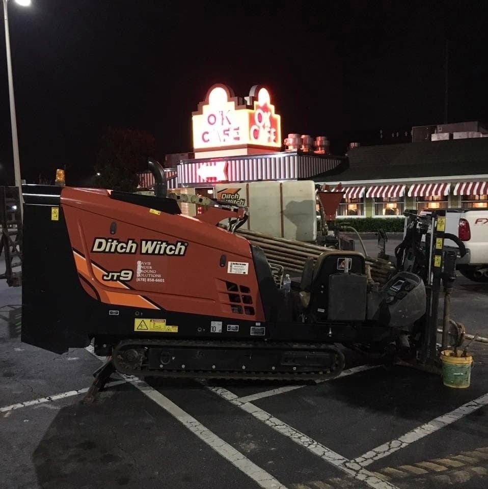 Directional boring to repair parking-lot light power conduit